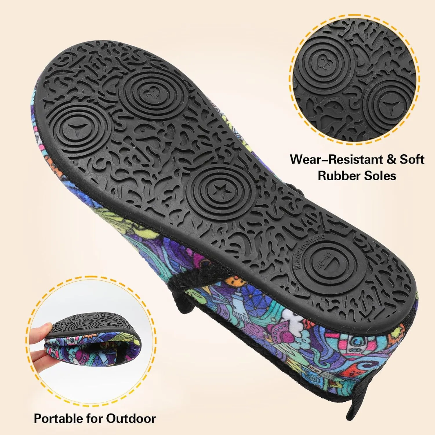 Spesoul Slippers for Women Men Furry Indoor House Shoes Soft Rubber Sole Slipper Socks Slip On House Slippers for Bedroom Home Office Travel Yoga