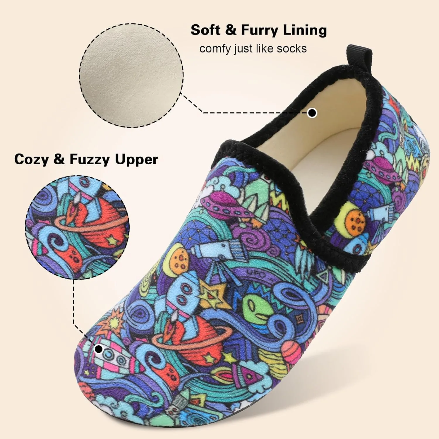Spesoul Slippers for Women Men Furry Indoor House Shoes Soft Rubber Sole Slipper Socks Slip On House Slippers for Bedroom Home Office Travel Yoga