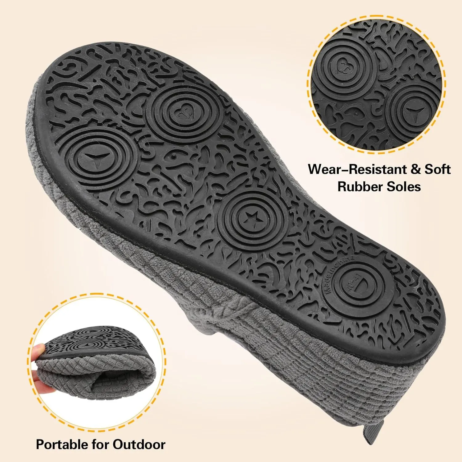 Spesoul Slippers for Women Men Furry Indoor House Shoes Soft Rubber Sole Slipper Socks Slip On House Slippers for Bedroom Home Office Travel Yoga