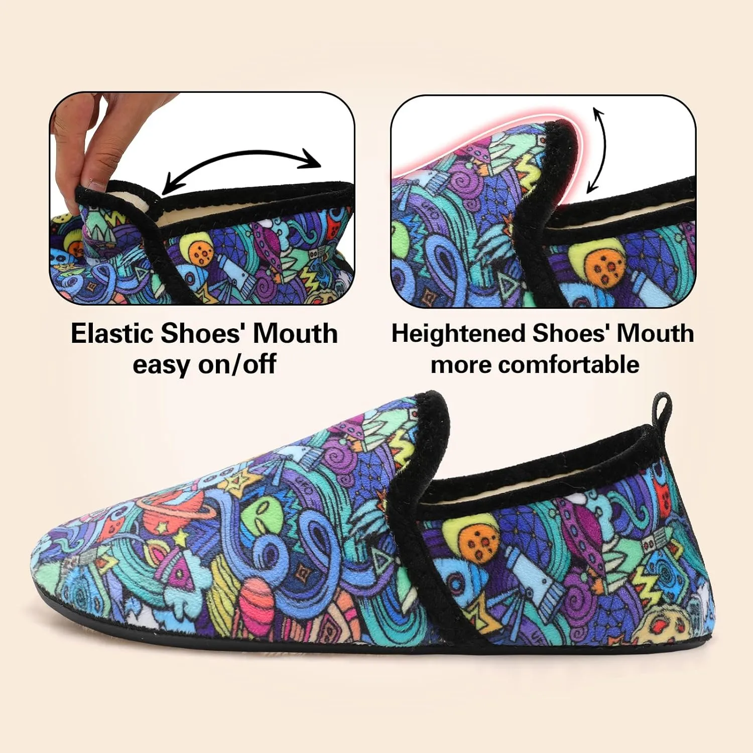 Spesoul Slippers for Women Men Furry Indoor House Shoes Soft Rubber Sole Slipper Socks Slip On House Slippers for Bedroom Home Office Travel Yoga
