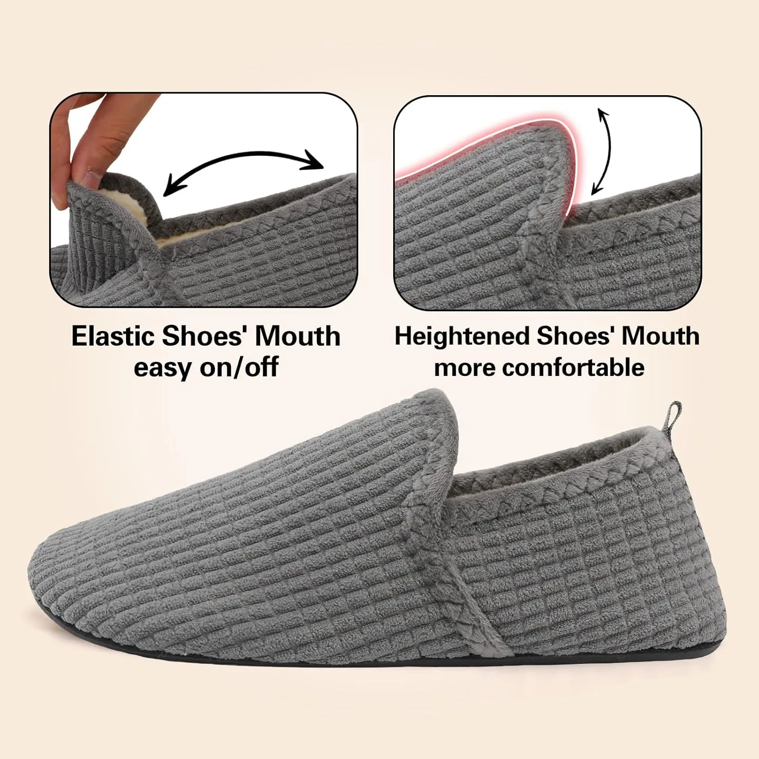 Spesoul Slippers for Women Men Furry Indoor House Shoes Soft Rubber Sole Slipper Socks Slip On House Slippers for Bedroom Home Office Travel Yoga