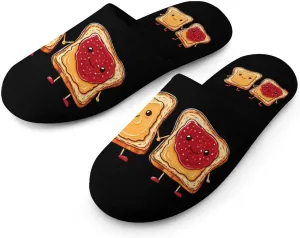 Spread Peanut Butter & Jelly Men's Flannel Slippers Comfort Closed Toe Slip On House Shoes Indoor