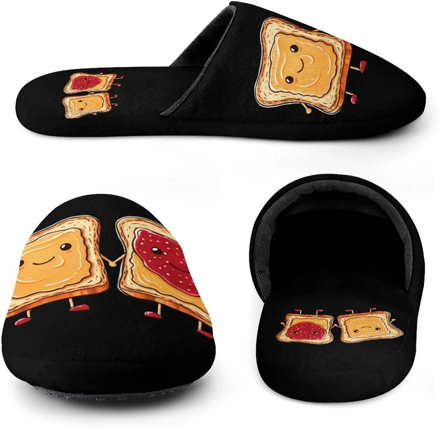 Spread Peanut Butter & Jelly Men's Flannel Slippers Comfort Closed Toe Slip On House Shoes Indoor
