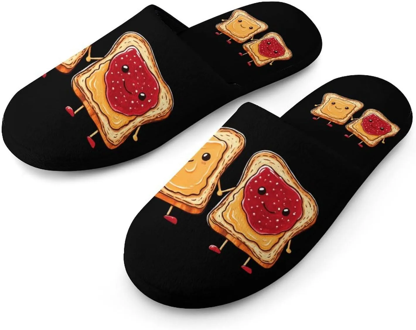 Spread Peanut Butter & Jelly Men's Flannel Slippers Comfort Closed Toe Slip On House Shoes Indoor
