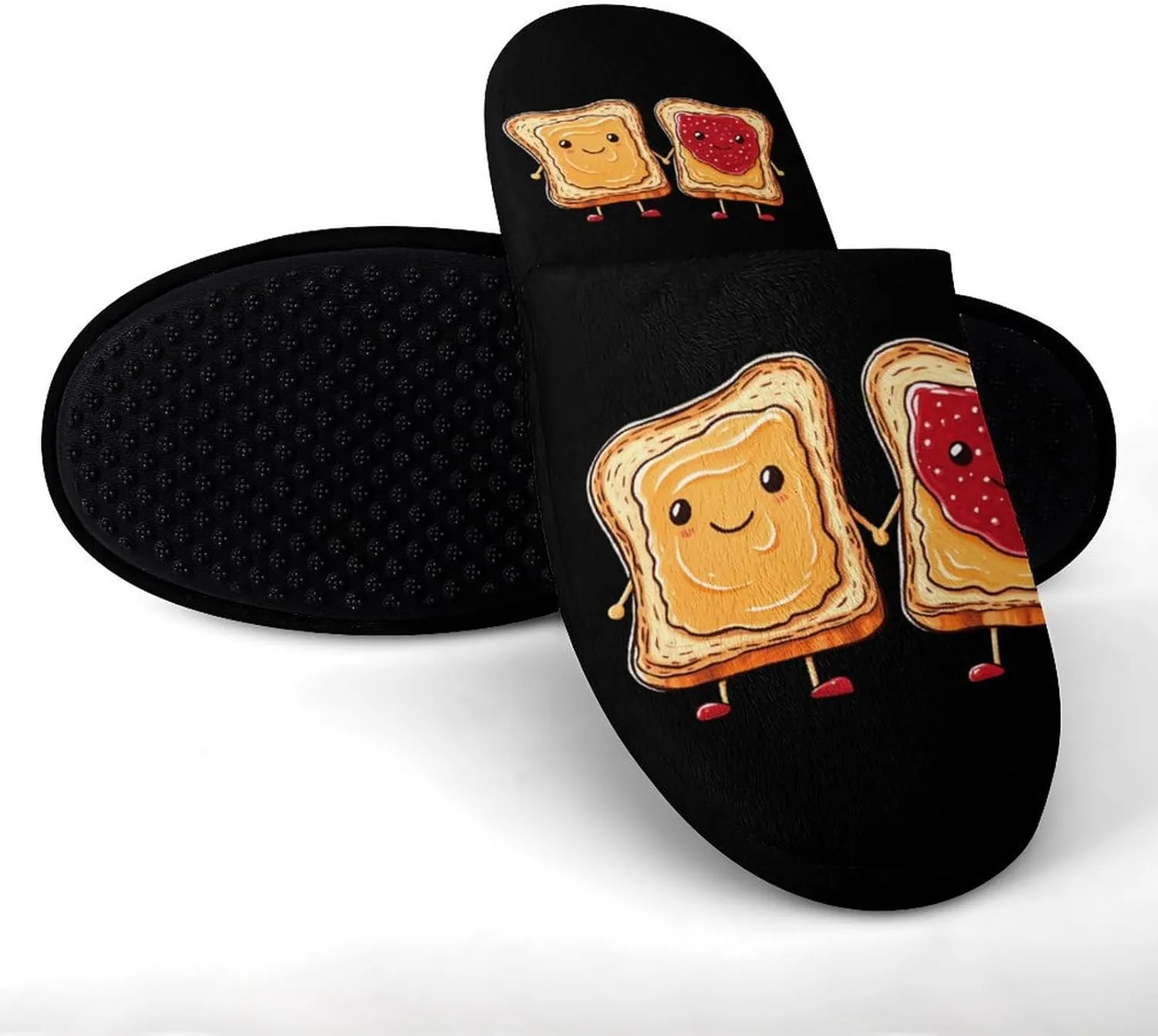 Spread Peanut Butter & Jelly Men's Flannel Slippers Comfort Closed Toe Slip On House Shoes Indoor