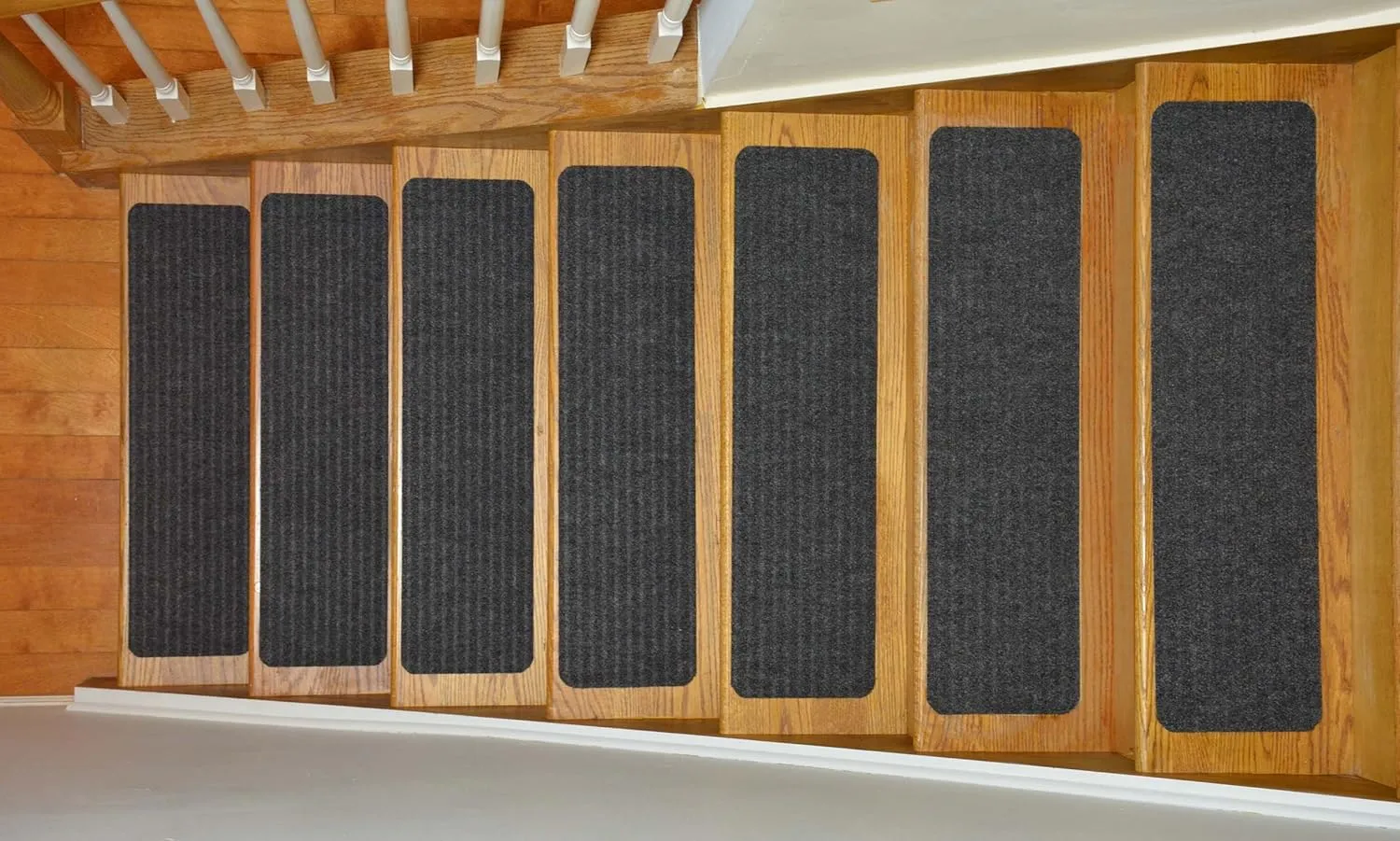 Stair Treads Collection Indoor Skid Slip Resistant Carpet Stair Tread Treads (Dark Grey, Set of 7 (8 in x 30 in))