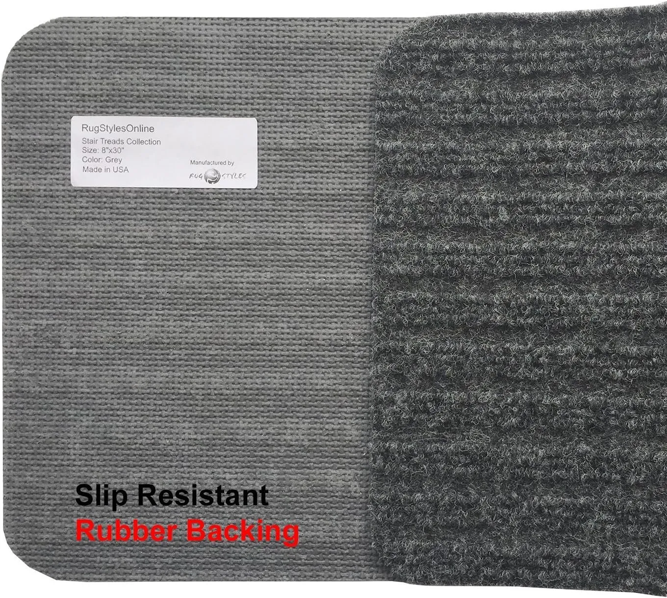Stair Treads Collection Indoor Skid Slip Resistant Carpet Stair Tread Treads (Dark Grey, Set of 7 (8 in x 30 in))