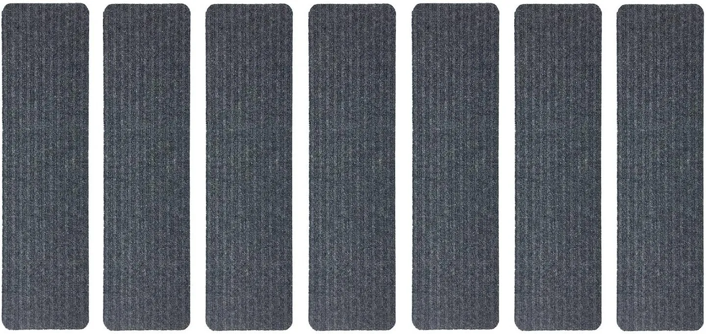 Stair Treads Collection Indoor Skid Slip Resistant Carpet Stair Tread Treads (Dark Grey, Set of 7 (8 in x 30 in))