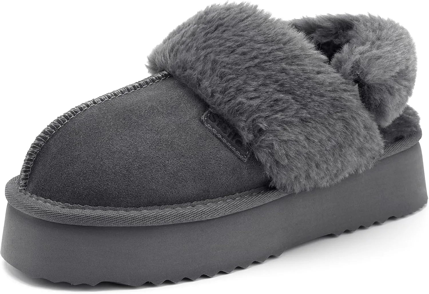 Stelle Plush Platform for Women Comfy Slippers Fleece Lining Removable Backstrap Fluffy Cozy Shoes Indoor Outdoor