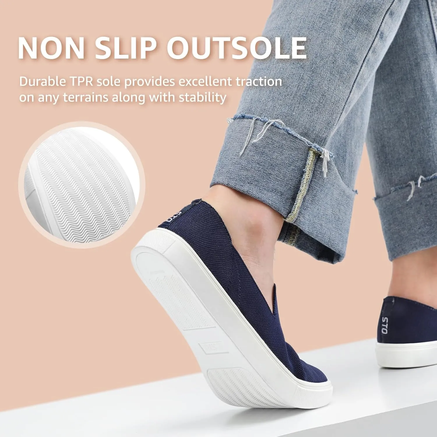 STQ Slip on Shoes for Women Breathable Fashion Sneakers Comfortable Knit Casual Shoes