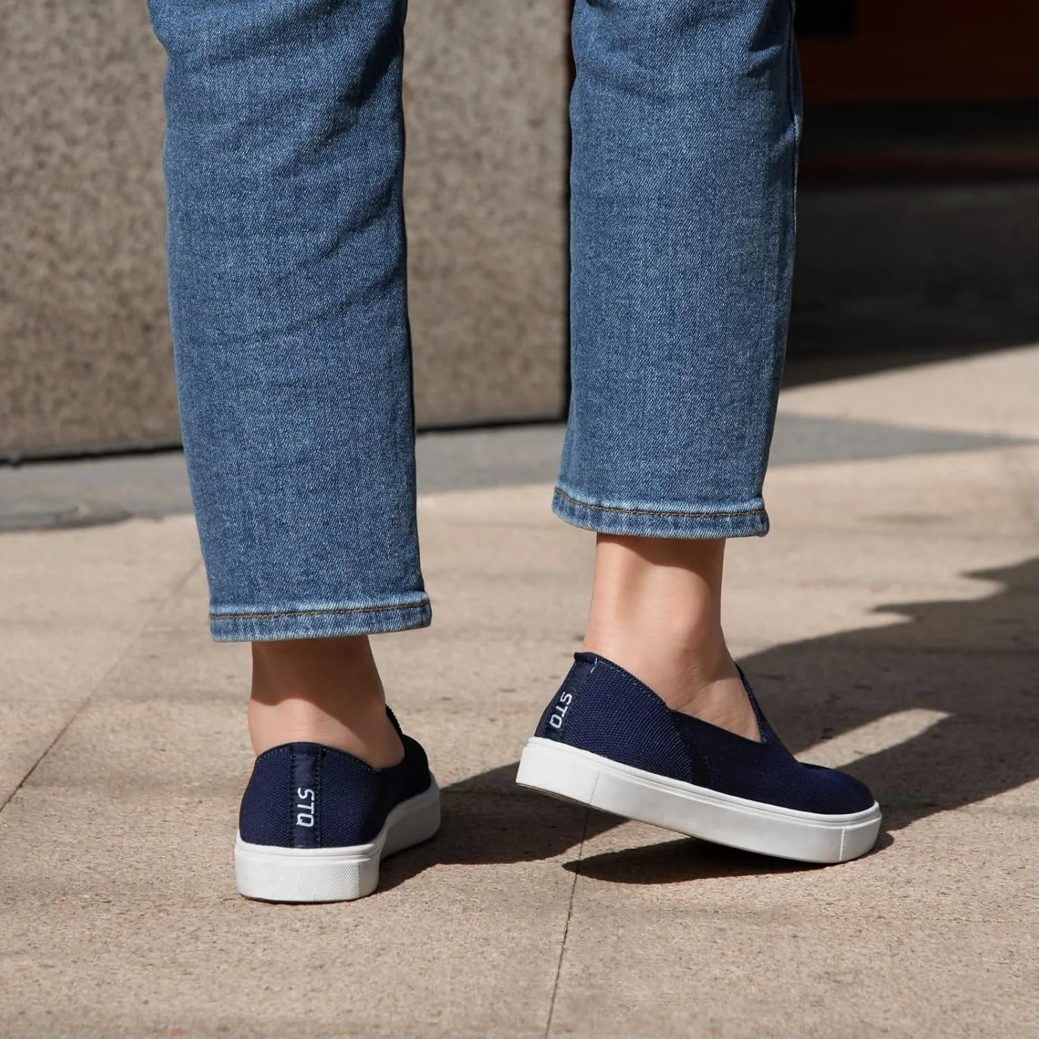 STQ Slip on Shoes for Women Breathable Fashion Sneakers Comfortable Knit Casual Shoes