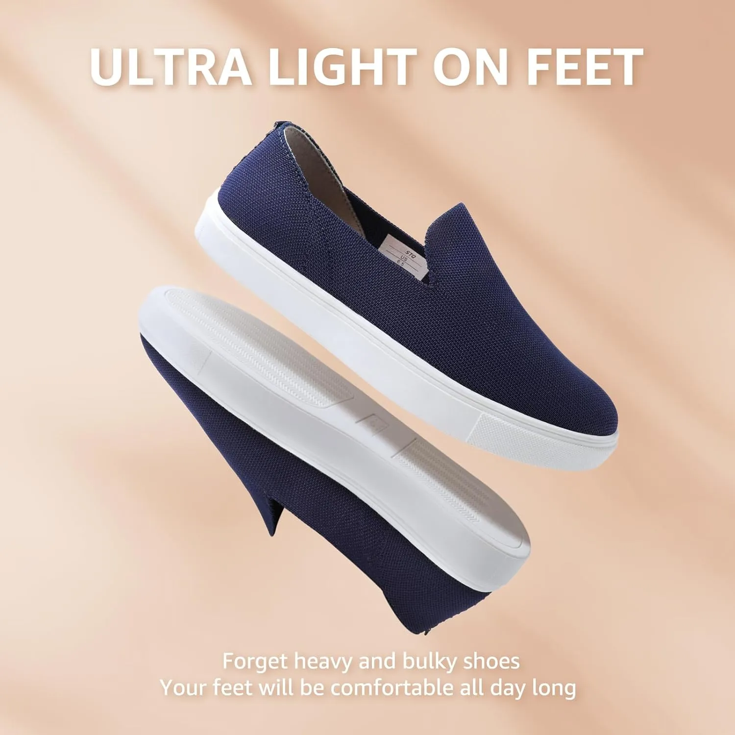 STQ Slip on Shoes for Women Breathable Fashion Sneakers Comfortable Knit Casual Shoes