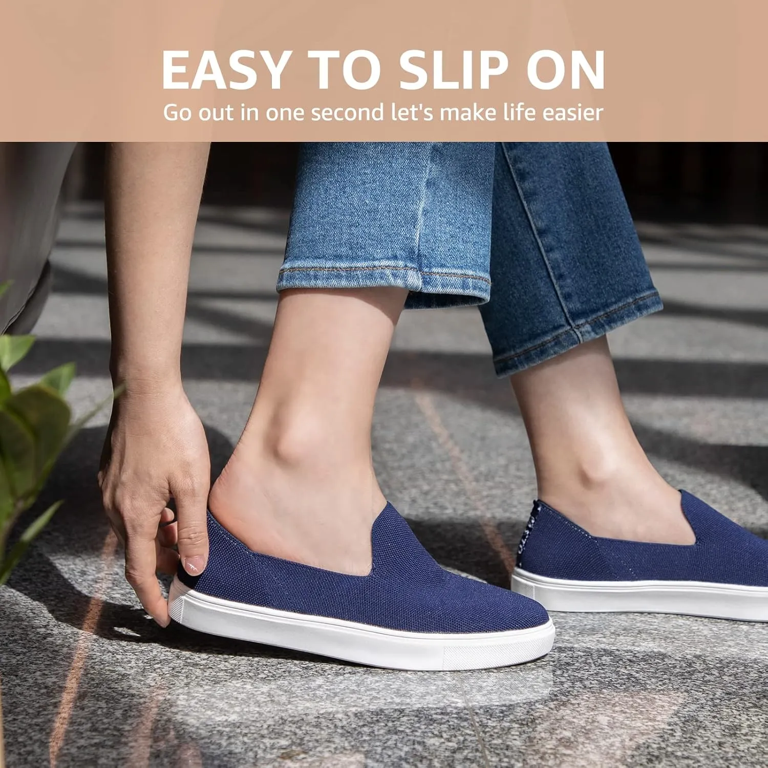 STQ Slip on Shoes for Women Breathable Fashion Sneakers Comfortable Knit Casual Shoes