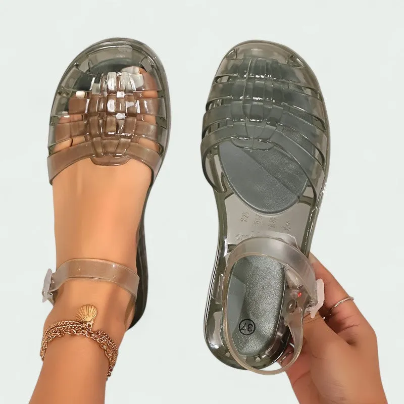 Strazoro | Lightweight Transparent Jelly Sandals with Buckle Strap (Women)