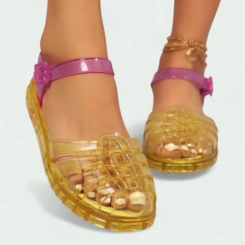 Strazoro | Lightweight Transparent Jelly Sandals with Buckle Strap (Women)