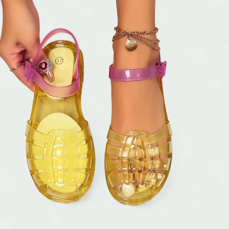 Strazoro | Lightweight Transparent Jelly Sandals with Buckle Strap (Women)