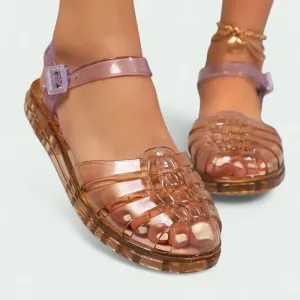 Strazoro | Lightweight Transparent Jelly Sandals with Buckle Strap (Women)