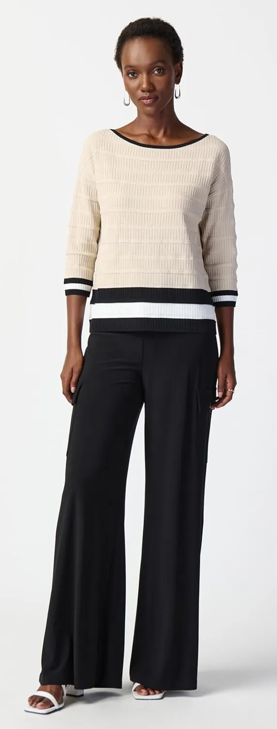 Striped Dry Yarn Viscose Blend Sweater 241924