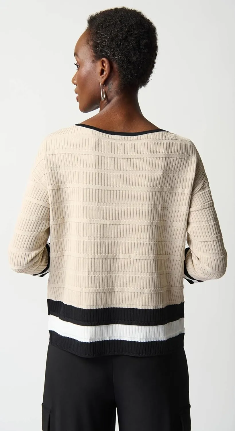 Striped Dry Yarn Viscose Blend Sweater 241924