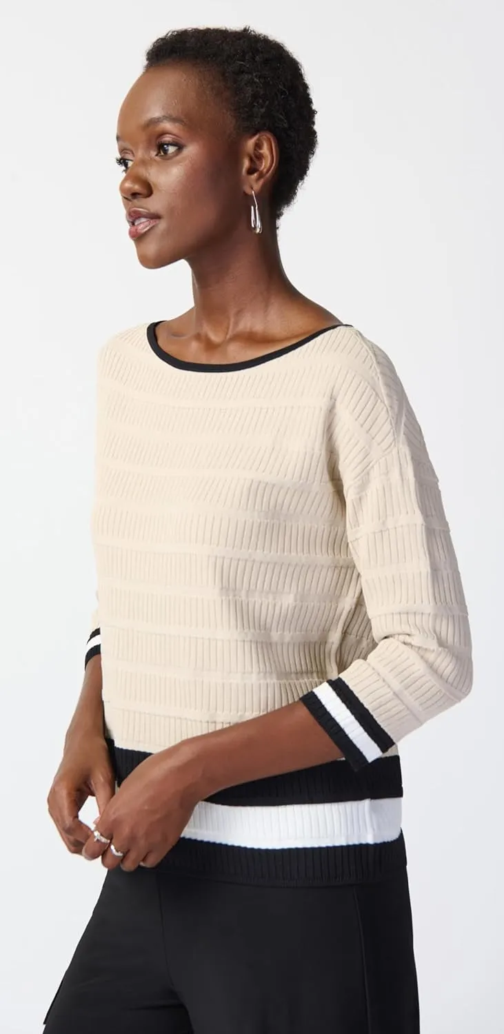 Striped Dry Yarn Viscose Blend Sweater 241924