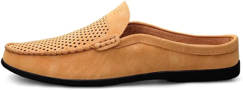Summer Half Shoes for Men Slip-On Loafers Leather Casual Flats Breathable