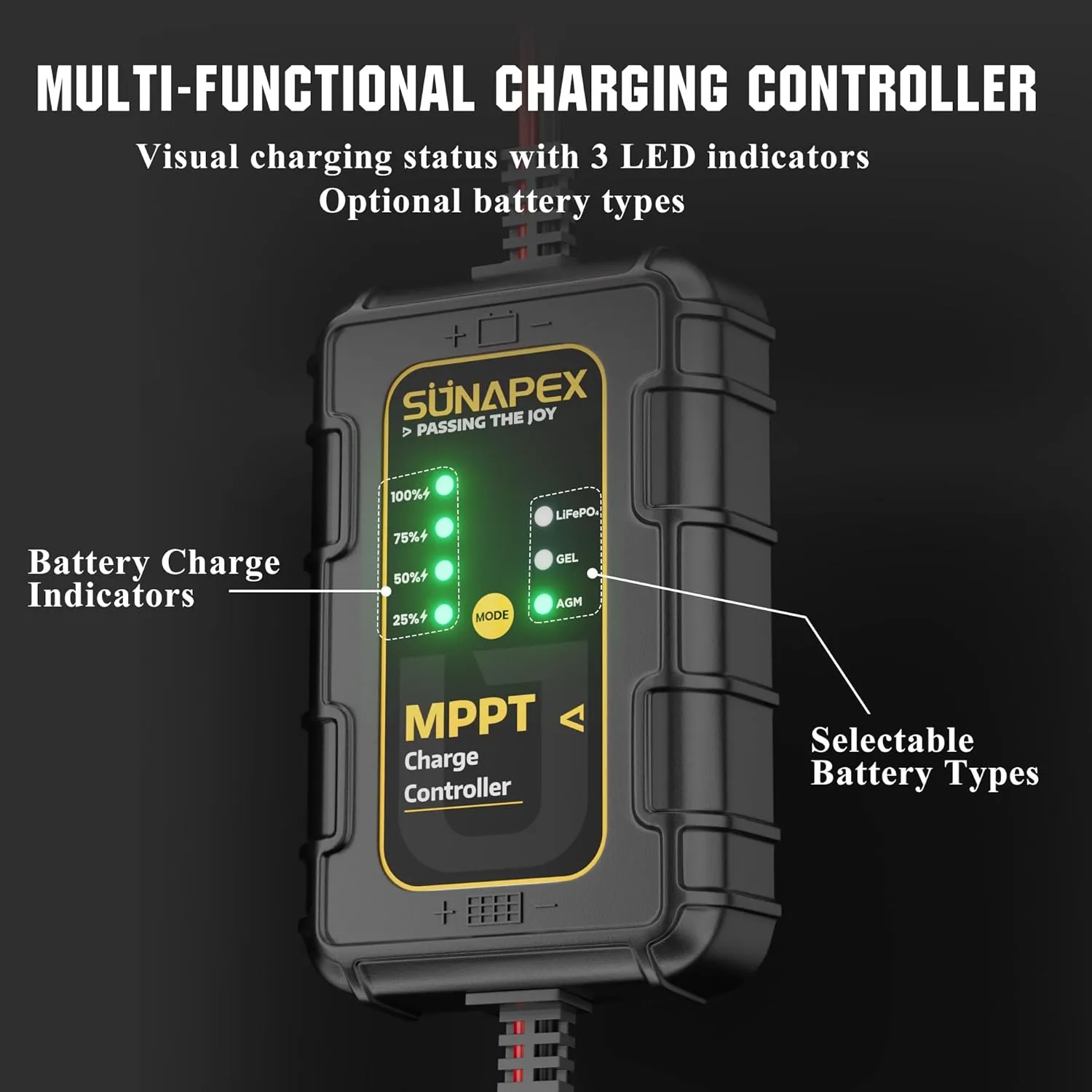 SUNAPEX 20W Flexible Solar Panel with MPPT Charge Controller, Solar Battery Charger Maintainer, 12V Waterproof Solar Trickle Charger for Car, Motorcycle, Boat, Marine, RV, Trailer, Tractor,Truck, etc