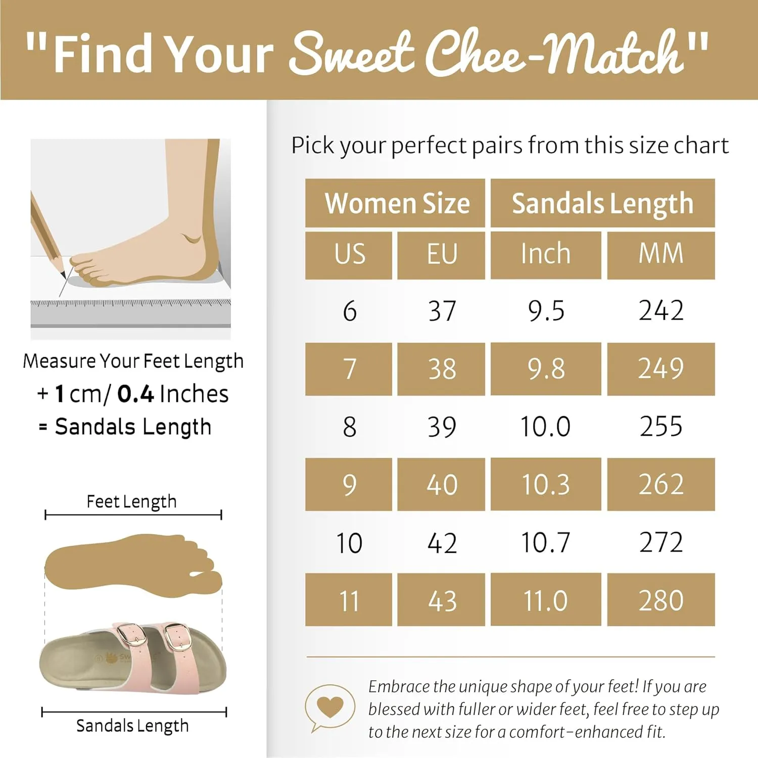 Sweechee Women's Cork Sandals Soft Footbed, Comfortable Slides Shoes for Women
