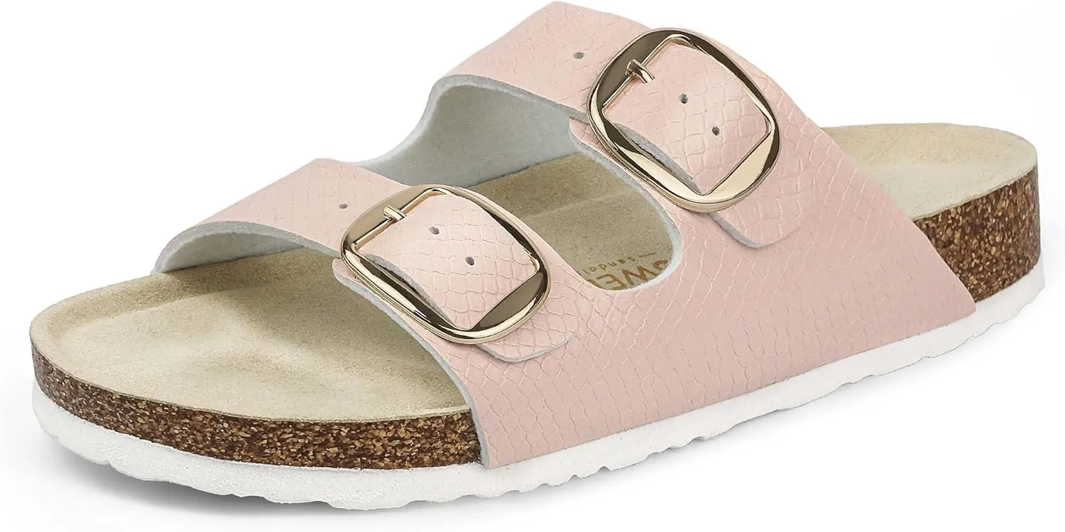 Sweechee Women's Cork Sandals Soft Footbed, Comfortable Slides Shoes for Women