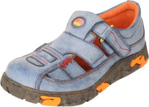 TMA EYES Womens Hand Stitching Leaher Shoes with Hollow Breathable Hook and Loop Slip-on Casual Shoes