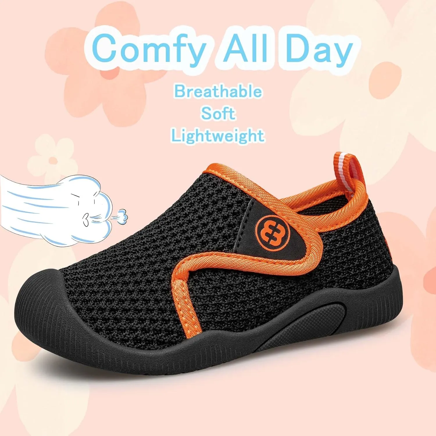 Toddler Tennis Shoes Boys Girls Lightweight Breathable Barefoot Shoes Wide Kids Slip On Sneakers