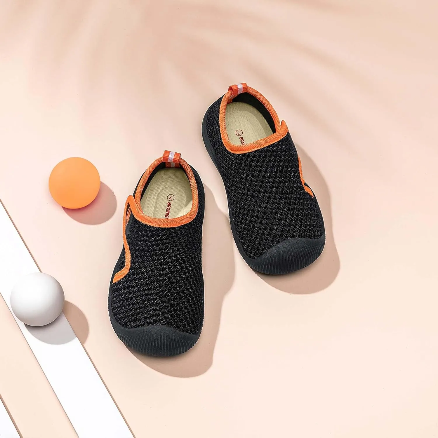 Toddler Tennis Shoes Boys Girls Lightweight Breathable Barefoot Shoes Wide Kids Slip On Sneakers