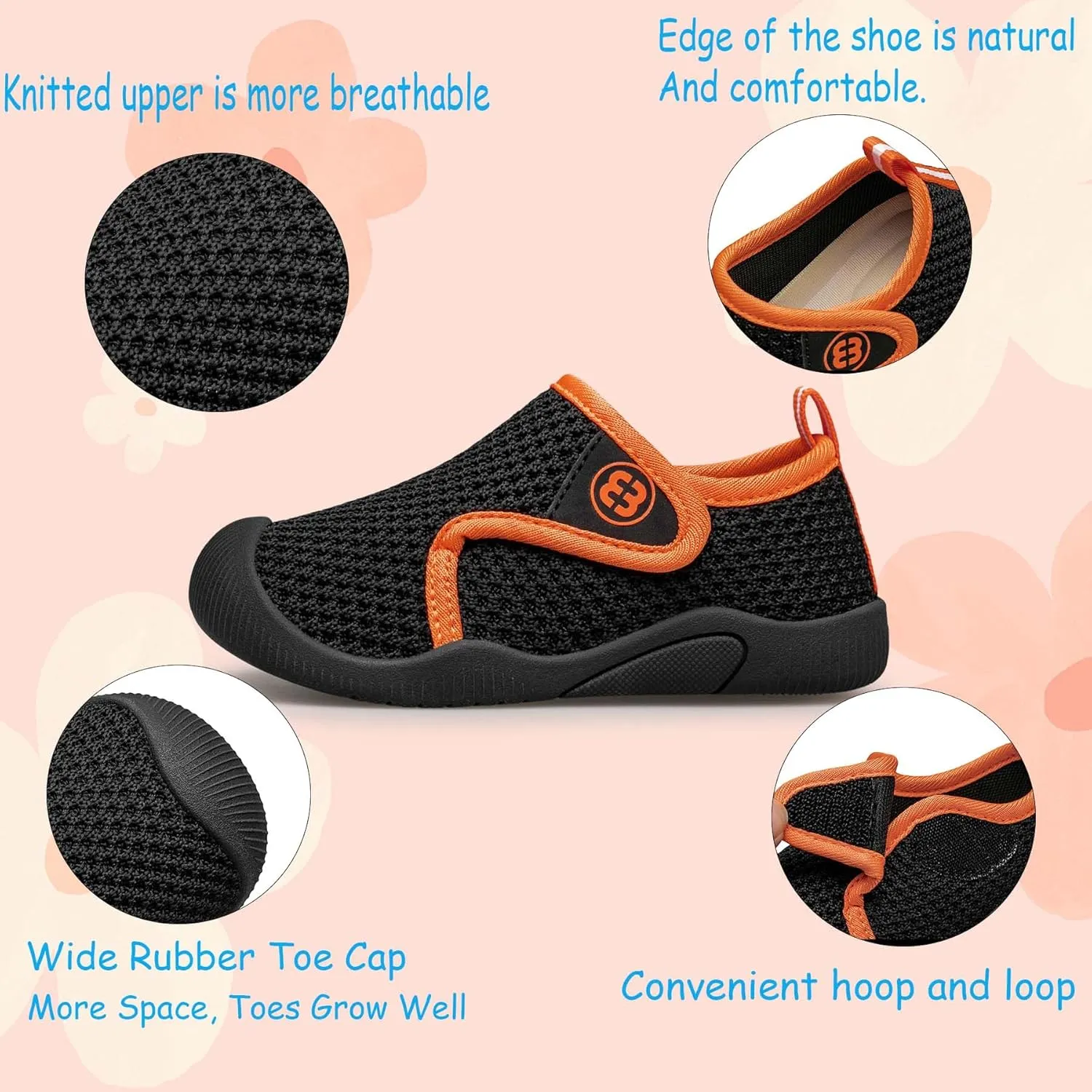 Toddler Tennis Shoes Boys Girls Lightweight Breathable Barefoot Shoes Wide Kids Slip On Sneakers