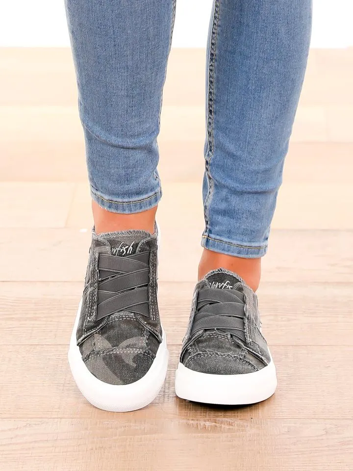 Toe Easy returns Rounded Sneaker Top-tier options On Canvas Blowfish Malibu Grey Marley Camoflauge Slip