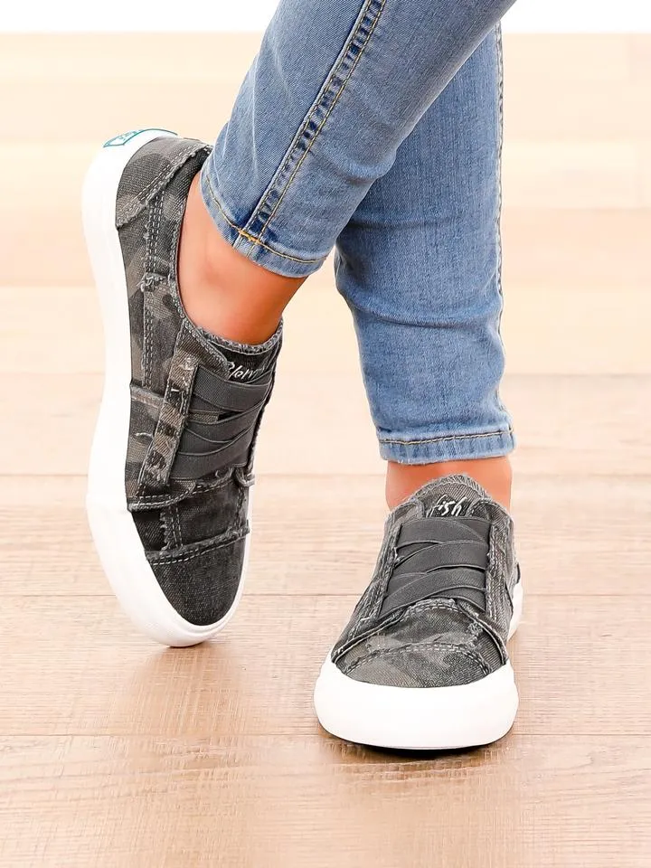 Toe Easy returns Rounded Sneaker Top-tier options On Canvas Blowfish Malibu Grey Marley Camoflauge Slip