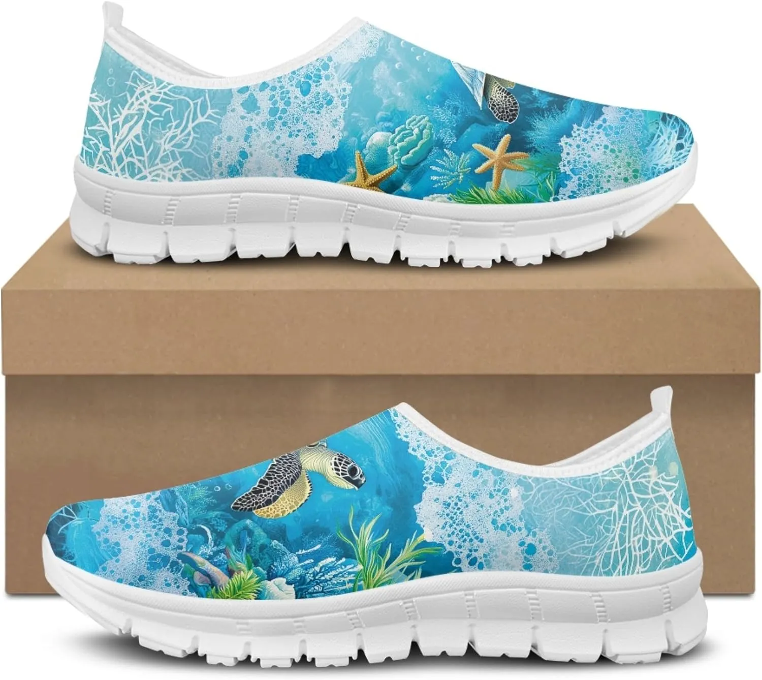 Trendy Print Womens Shoes Slip-on Walking Shoes Sneakers Breathable Mesh Casual Footwear