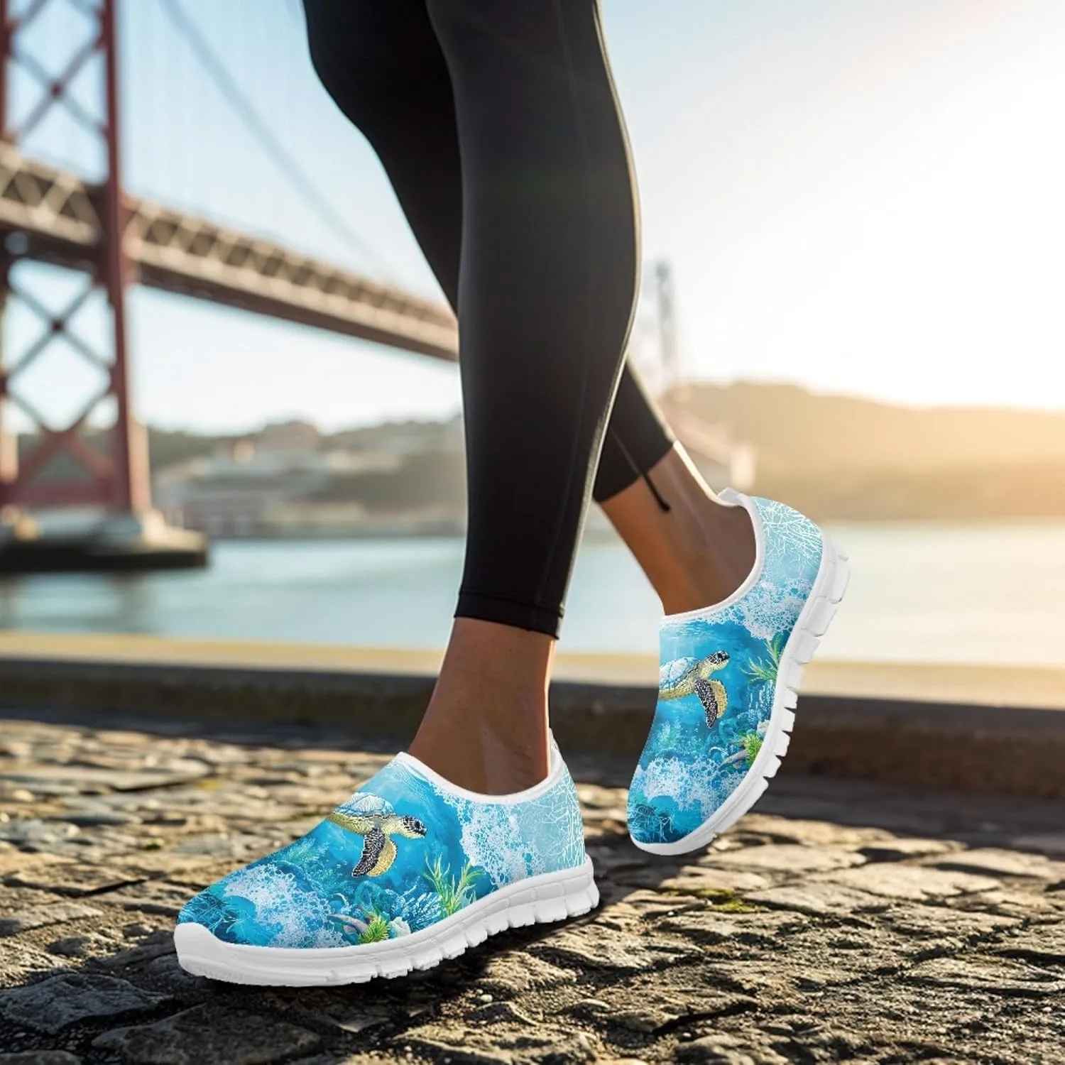 Trendy Print Womens Shoes Slip-on Walking Shoes Sneakers Breathable Mesh Casual Footwear