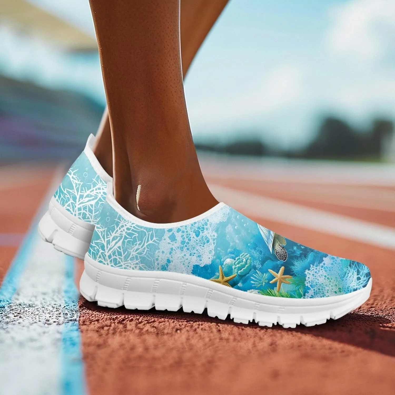 Trendy Print Womens Shoes Slip-on Walking Shoes Sneakers Breathable Mesh Casual Footwear