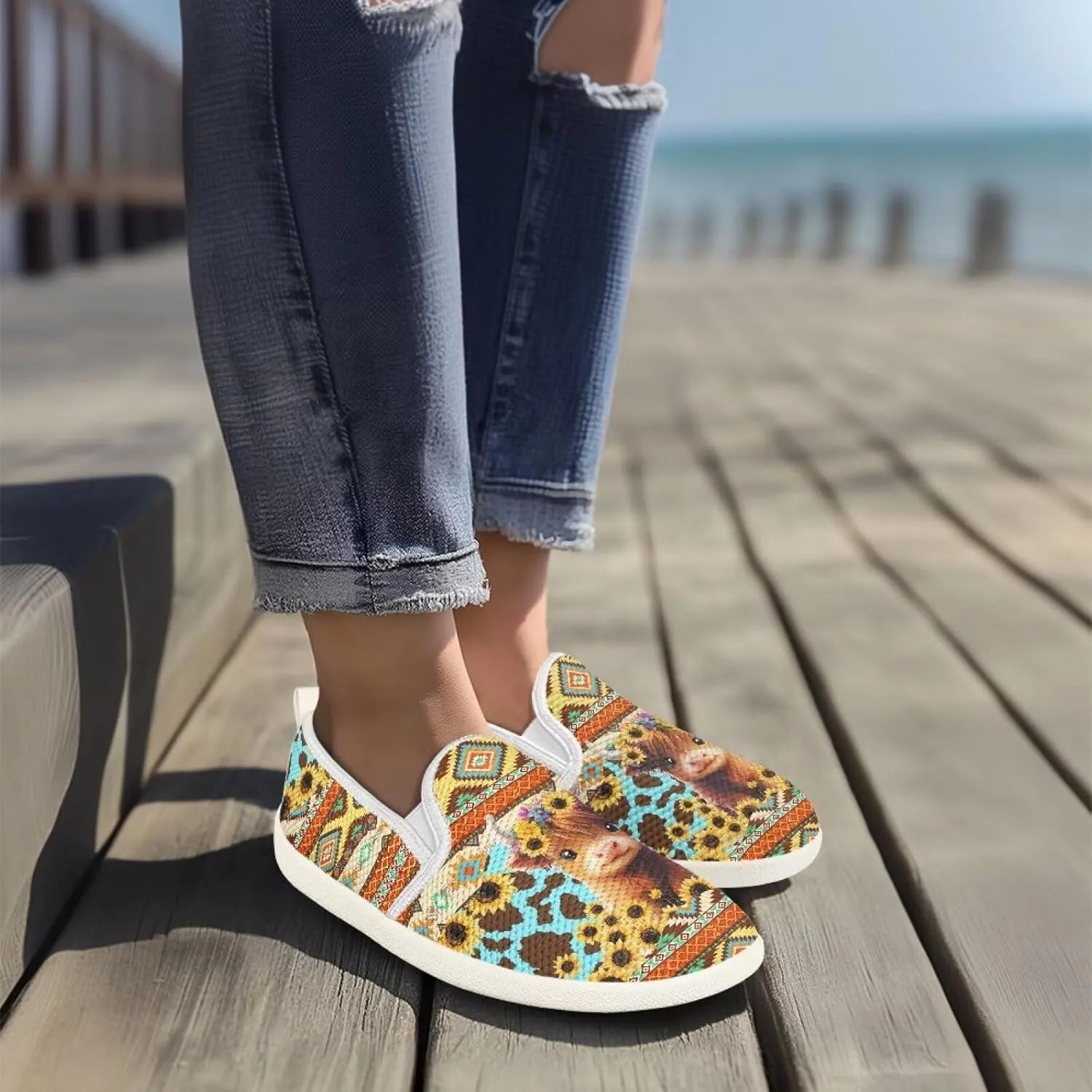 Trendy Womens Flats Shoes Ethnic Style Casual Shoes for Women Slip On Shoes