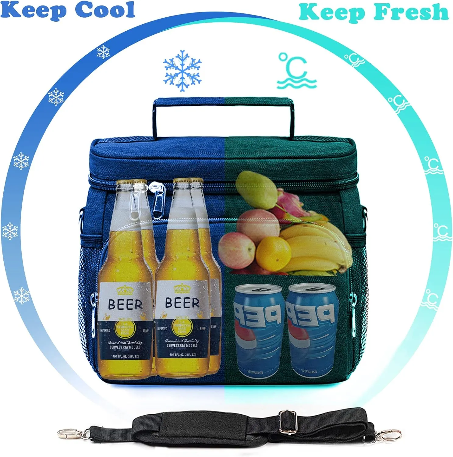 TuErcao Cooler Bag 24 Cans Leakproof Portable Collapsible Soft Cooler Small Ice Chest for Beach Camping Travel Cooler for Car, 15qt Lunch Box Cooler for Men Work Picnic