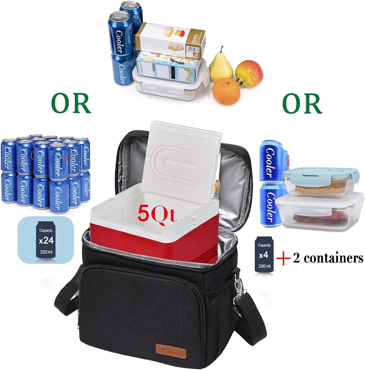 TuErcao Cooler Bag 24 Cans Leakproof Portable Collapsible Soft Cooler Small Ice Chest for Beach Camping Travel Cooler for Car, 15qt Lunch Box Cooler for Men Work Picnic