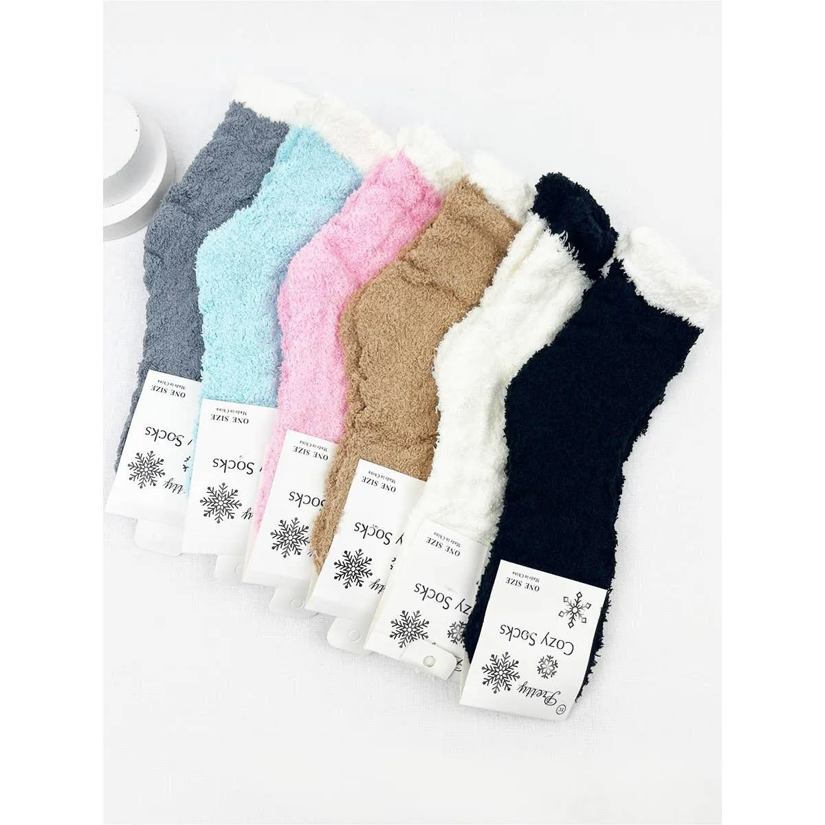 Two Tone Solid Cable Pattern Cozy Warm Socks