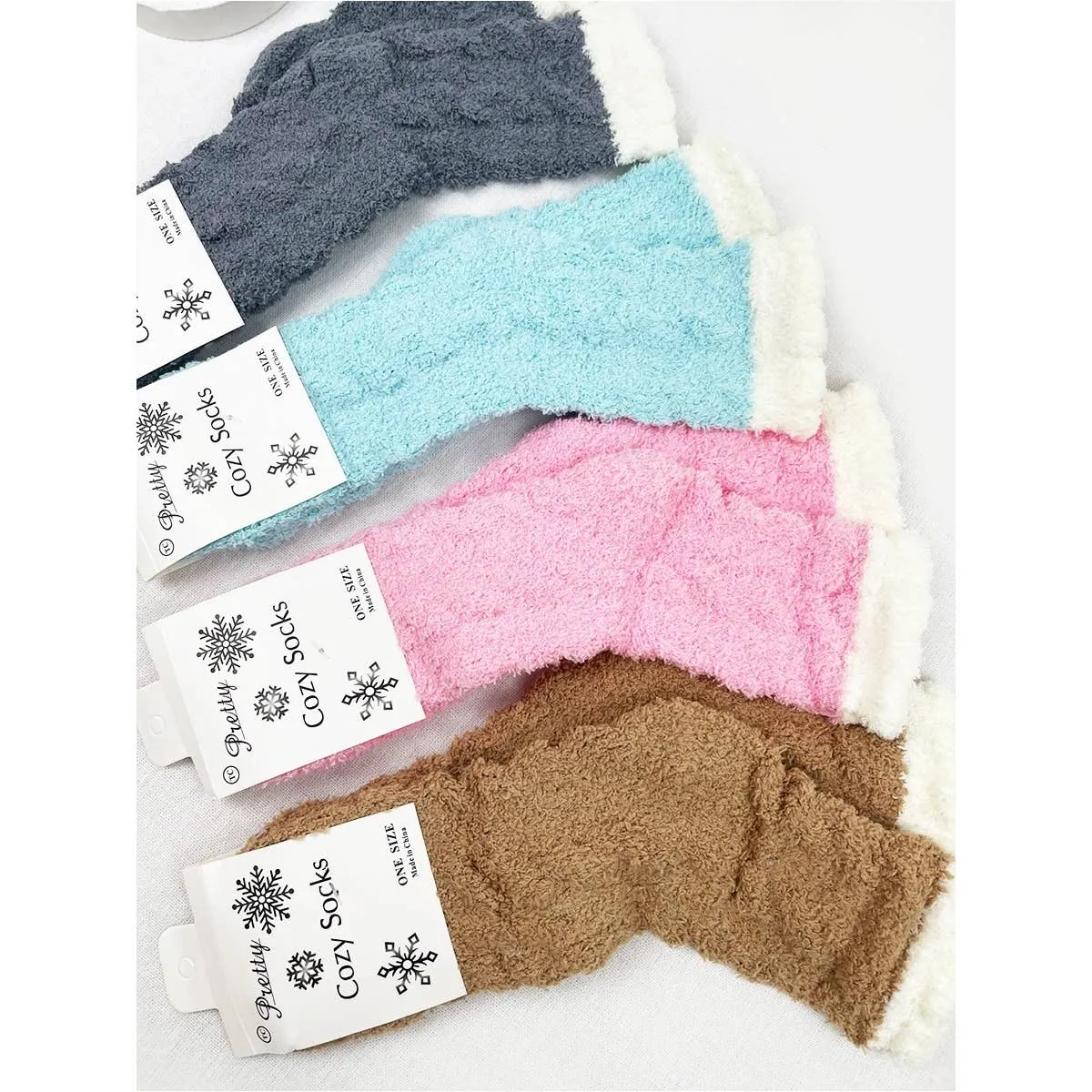 Two Tone Solid Cable Pattern Cozy Warm Socks