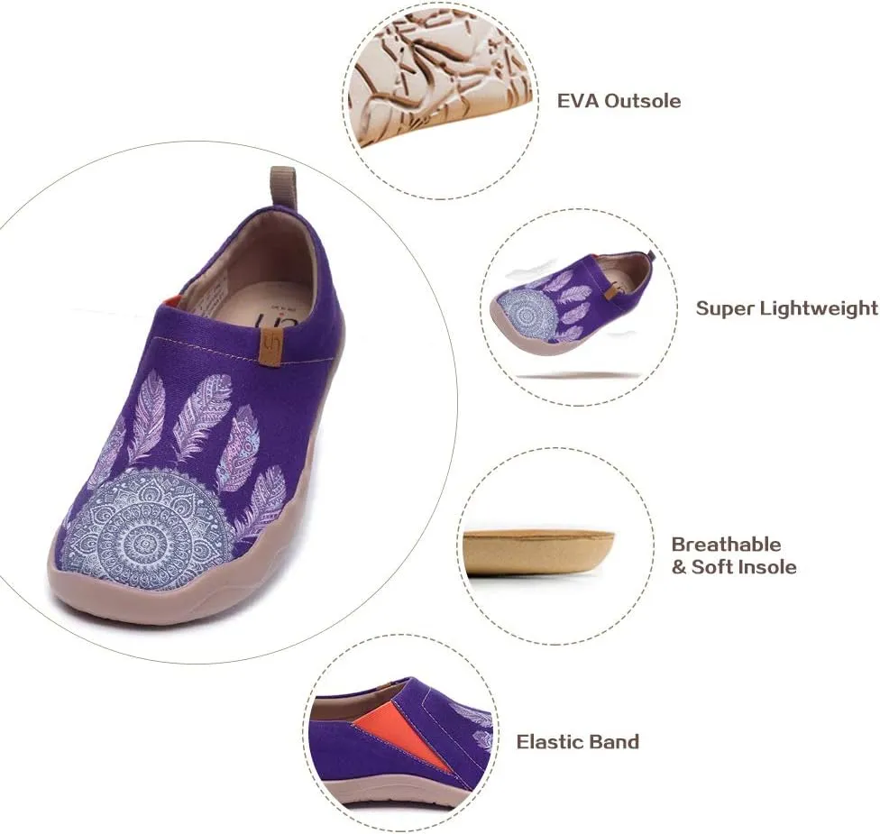 UIN Women's Art Travel Slip-On Shoes Casual Lightweight Breathable Flats Comfortable Loafers