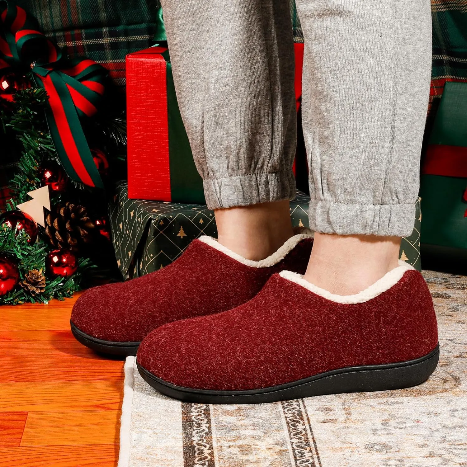ULTRAIDEAS Women's Indoor Loafer House Slippers with Memory Foam, Ladies Warm Closed Back House Shoes with Non-Slip Outdoor Rubber Sole
