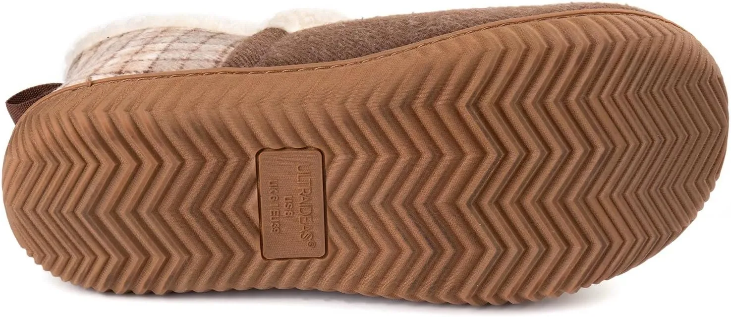 ULTRAIDEAS Women's Indoor Loafer House Slippers with Memory Foam, Ladies Warm Closed Back House Shoes with Non-Slip Outdoor Rubber Sole