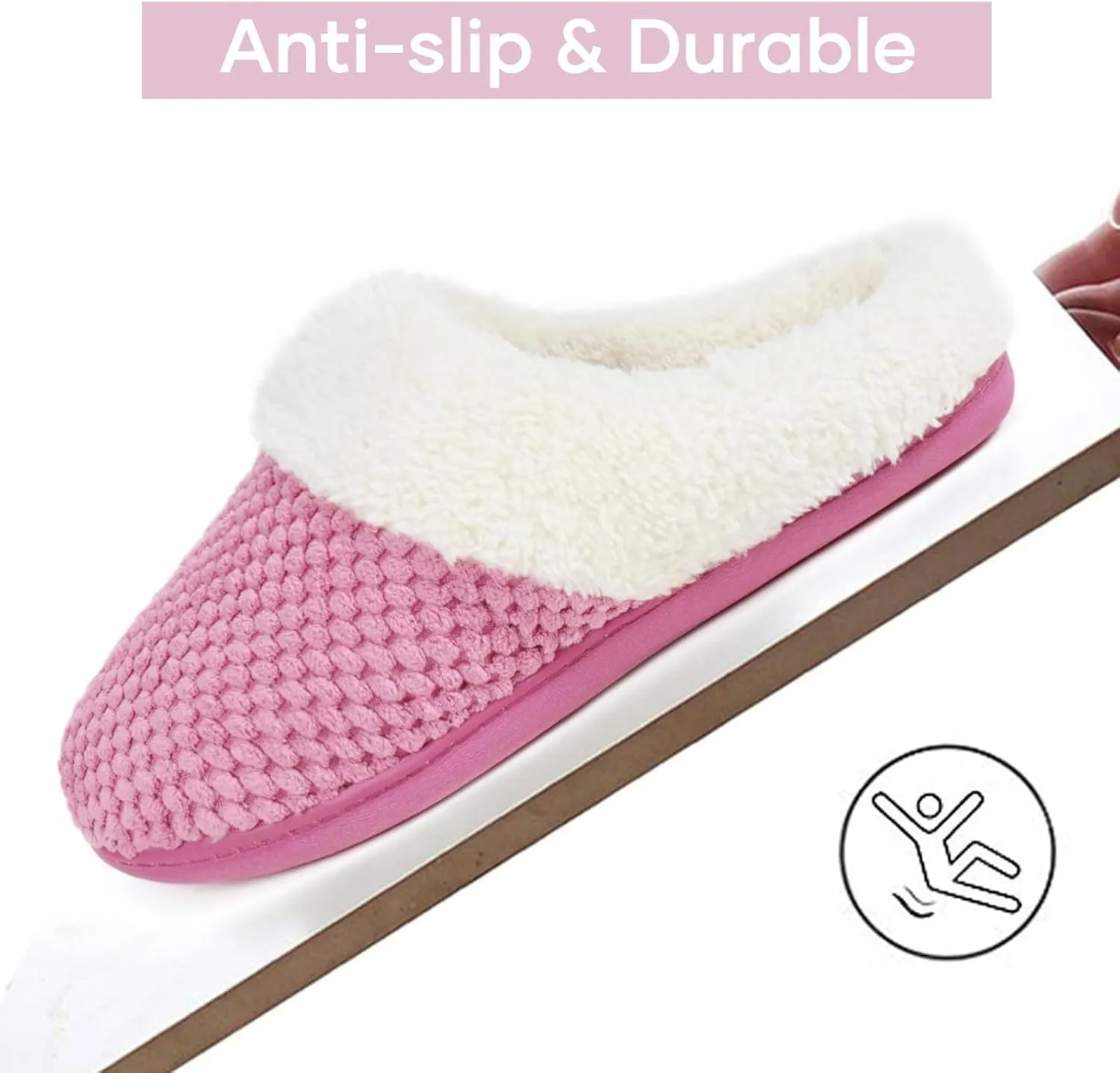 ULTRAIDEAS Women's Lamb-hug Comfy Fleece House Slippers Memory Foam, Slip-on House Shoes Indoor Outdoor