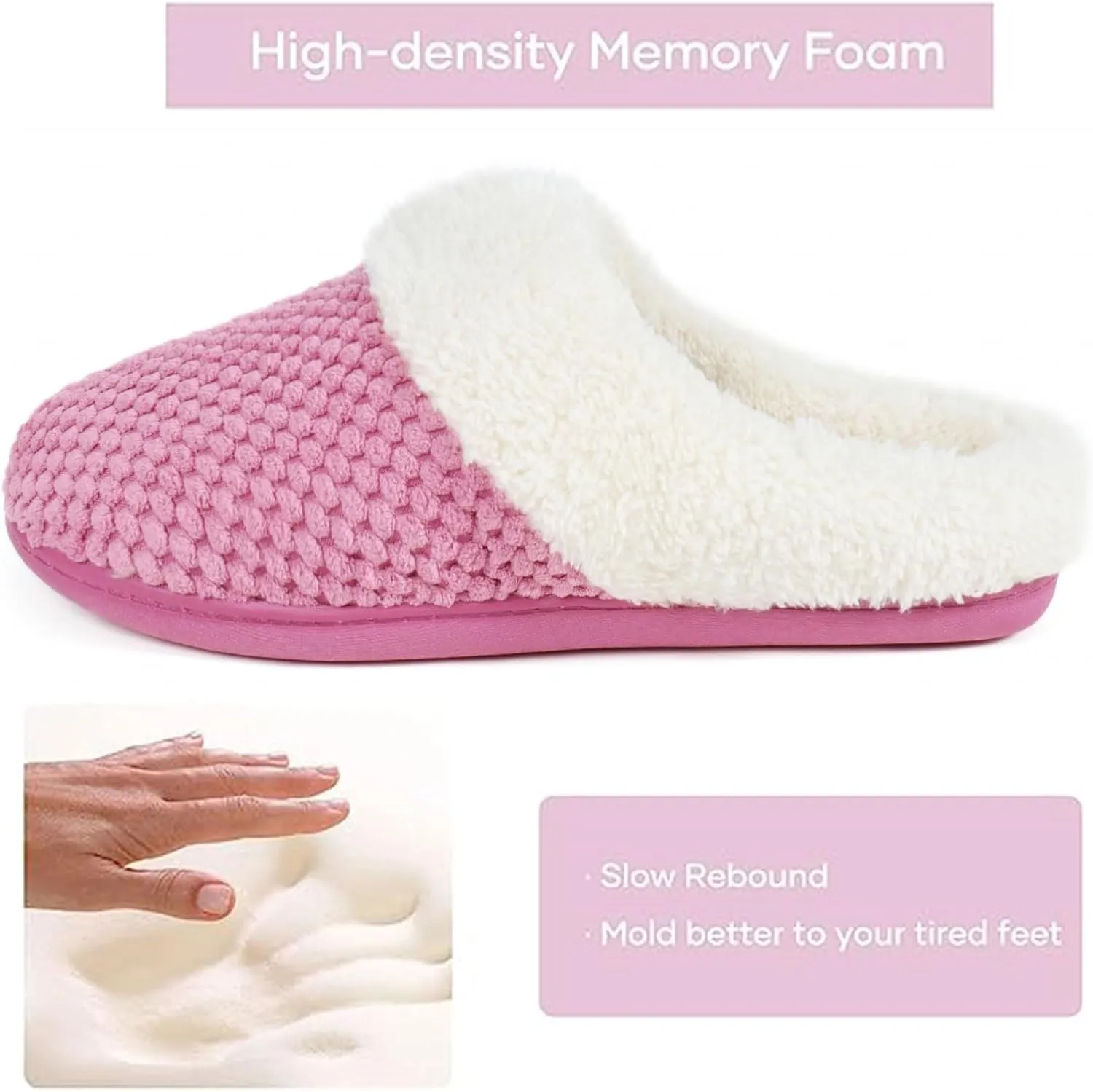 ULTRAIDEAS Women's Lamb-hug Comfy Fleece House Slippers Memory Foam, Slip-on House Shoes Indoor Outdoor