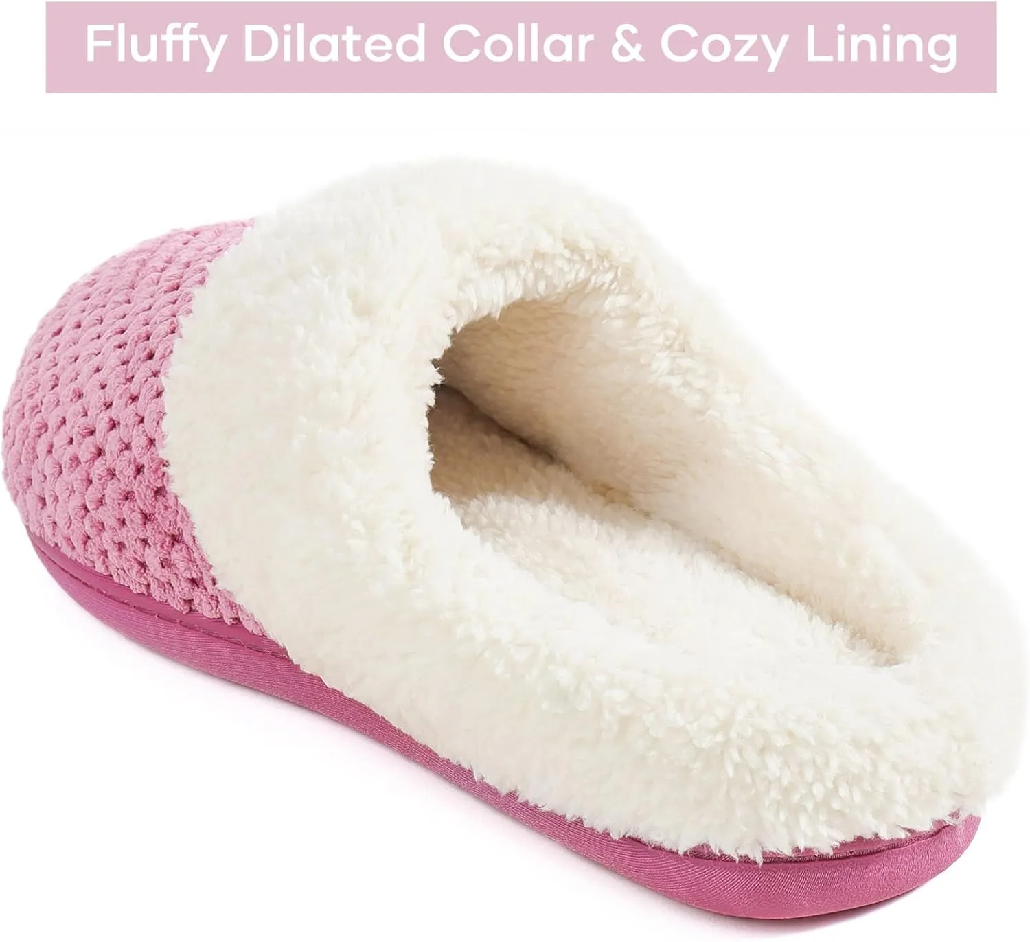 ULTRAIDEAS Women's Lamb-hug Comfy Fleece House Slippers Memory Foam, Slip-on House Shoes Indoor Outdoor