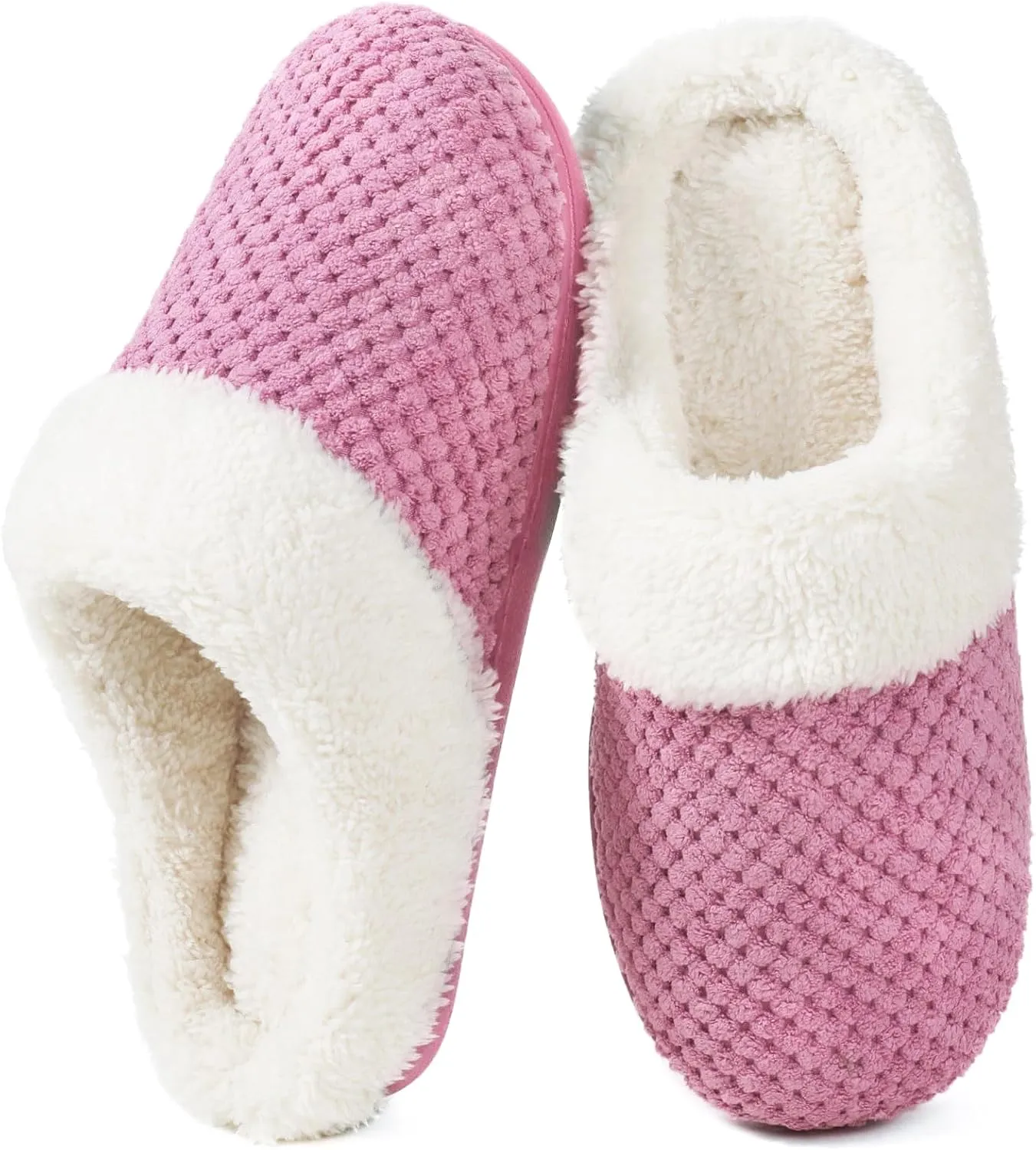 ULTRAIDEAS Women's Lamb-hug Comfy Fleece House Slippers Memory Foam, Slip-on House Shoes Indoor Outdoor