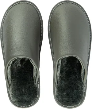Unisex Genuine Leather House Slippers for Men and Women, Indoor Slip-On Slippers, Non-Slip Sole, Soft Lining, Comfortable and Durable Home Shoes